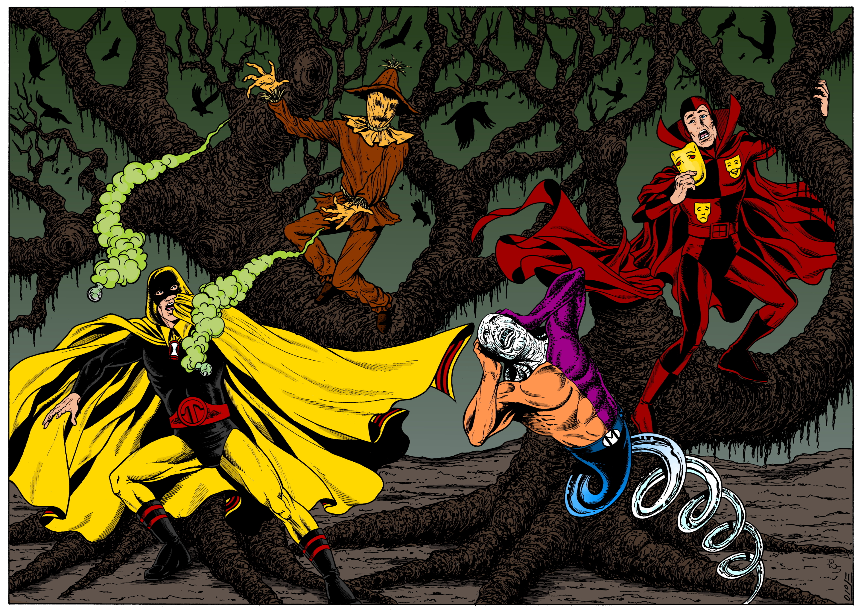 Hourman and Metamorpho vs scarecrow and psycho pirate inks colors resize