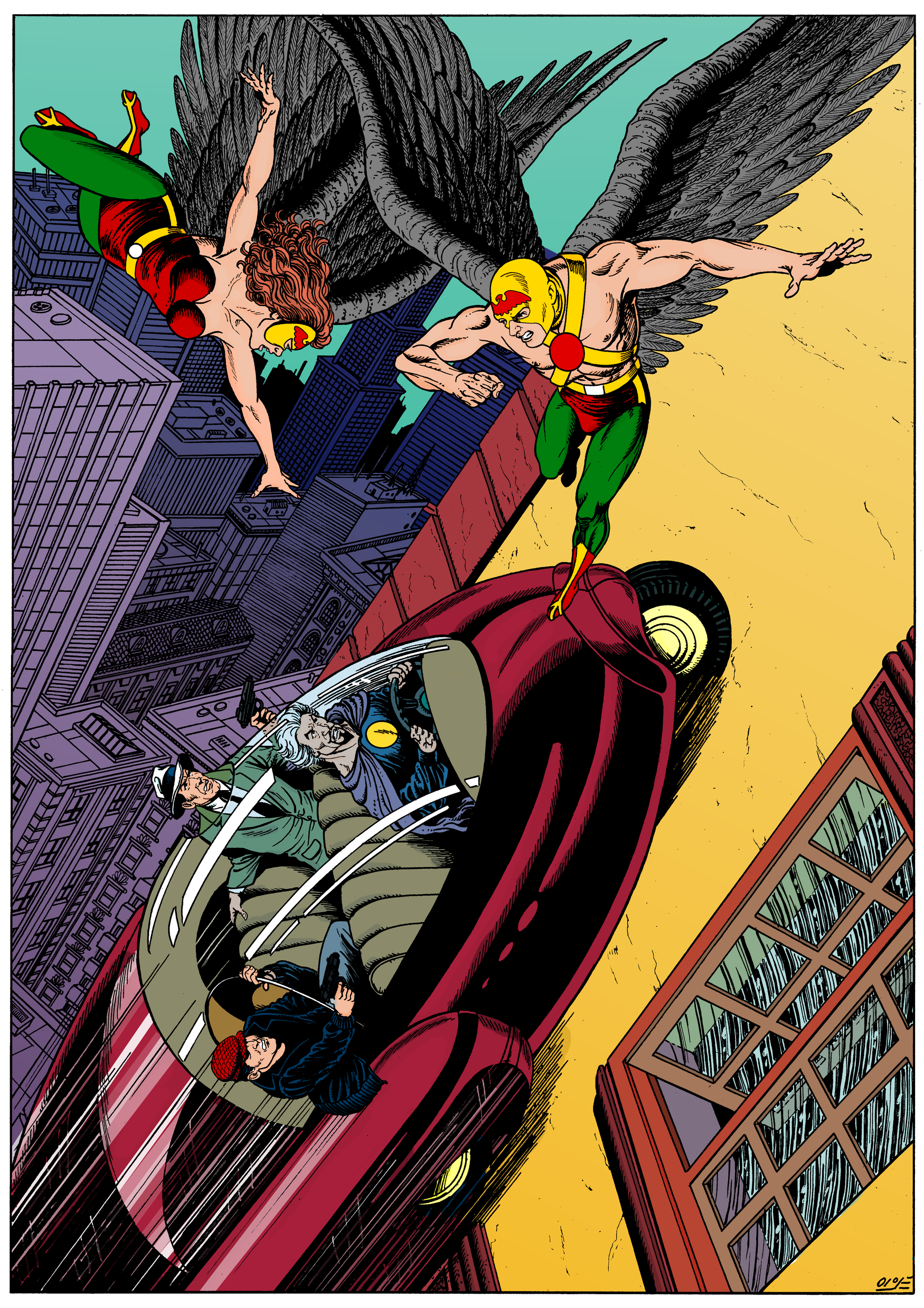 hawkman vs the human fly bandits inks color resize